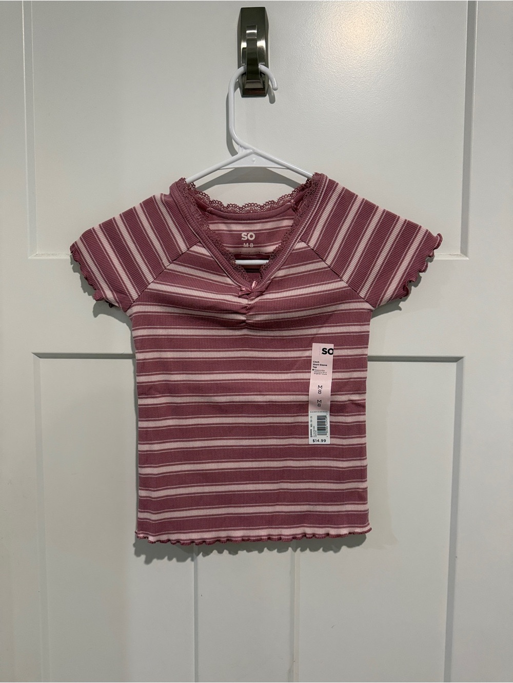 Kohl's SO Girls' Rose and Cream Striped Short Sleeve Tee
